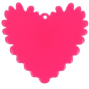 Cuore in rilievo 37x39 mm pendente in acrilico - Rosa fluorescente - Dorato glitterato x1