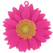 Pendente a forma di fiore a margherita in acrilico 3D da 41 mm - Fucsia glitter x1|raw }}