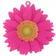 Pendente a forma di fiore a margherita in acrilico 3D da 41 mm - Fucsia glitter x1