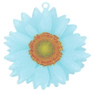 Pendente a forma di fiore di margherita in acrilico 3D da 41 mm - Glitter azzurro x1|raw }}
