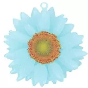Pendente a forma di fiore di margherita in acrilico 3D da 41 mm - Glitter azzurro x1
