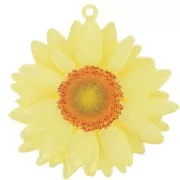 Pendente a forma di fiore di margherita in acrilico 3D da 41 mm - Glitter giallo chiaro x1