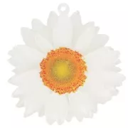 Pendente a forma di fiore di margherita in acrilico 3D da 41 mm - Glitter bianco x1