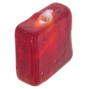 Perla quadrata in vetro 15x15 mm - Cuore - Rosso - Rosa x1