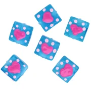 Perla quadrata in vetro 15x15 mm - Cuore - Blu - Rosa x1