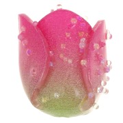 Perlina fiore di tulipano 13x12 mm con piccole sfere casuali - Rosa scuro x1|raw }}