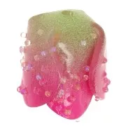 Perlina fiore di tulipano 13x12 mm con piccole sfere casuali - Rosa scuro x1