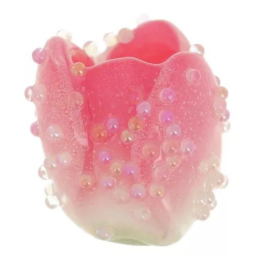 Perlina fiore di tulipano 14x13 mm con palline casuali - Rosa x1