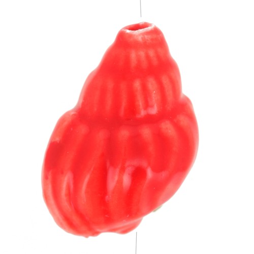 Perla di conchiglia in ceramica 21x13 mm - Rosso x1