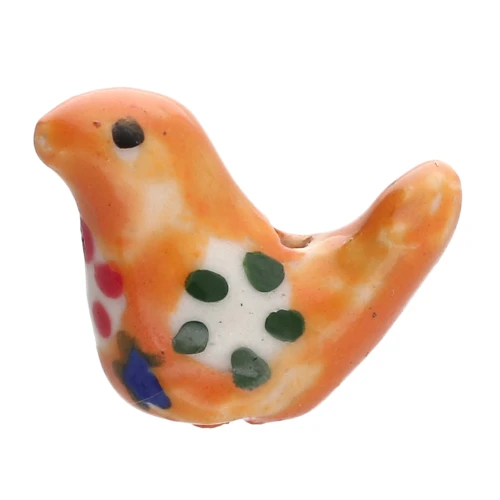 Perlina uccello in ceramica 13,5x19,5 mm - Arancione x1
