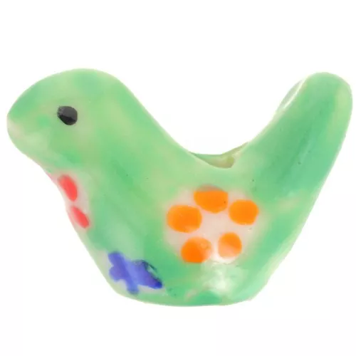 Perlina uccello in ceramica 13,5x19,5 mm - Verde x1