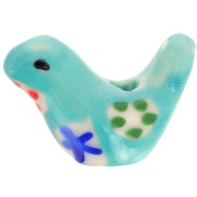 Perla a forma di uccellino 13,5x19,5 mm in ceramica - Turchese x1