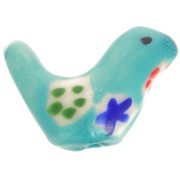 Perla a forma di uccellino 13,5x19,5 mm in ceramica - Turchese x1