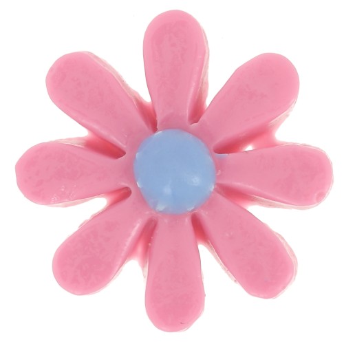 Cabochon fiore resina 16 mm - Rosa - Blu x1