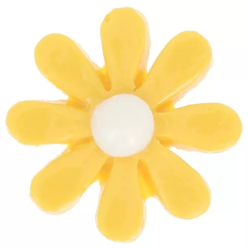 Cabochon fiore resina 16 mm - Giallo scuro - Bianco x1