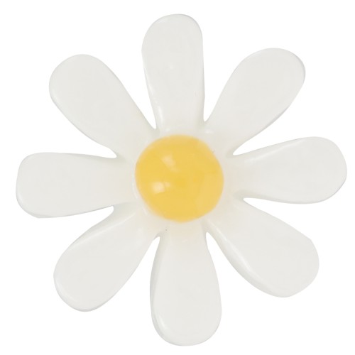 Cabochon fiore resina 16 mm - Bianco - Giallo x1