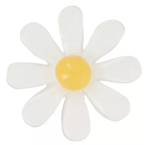 Cabochon fiore resina 16 mm - Bianco - Giallo x1
