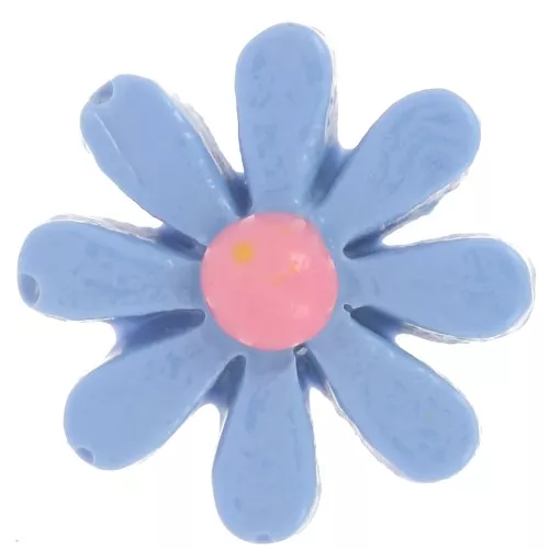 Cabochon fiore resina 16 mm - Blu denim - Rosa x1