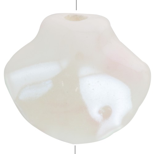 Perle di conchiglia in ceramica 12x13,5 mm - Bianco iridescente - Rosa chiaro screziato x4