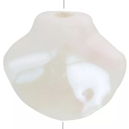 Perle di conchiglia in ceramica 12x13,5 mm - Bianco iridescente - Rosa chiaro screziato x4