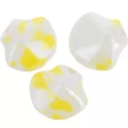 Perle di conchiglia in ceramica 12x13,5 mm - Bianco iridescente - Giallo screziato x4