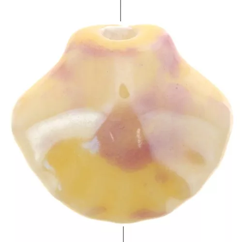 Perle di conchiglia in ceramica 12x13,5 mm - Beige - Lilla screziato x4