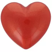 Cuore cabochon 25,5x27 mm in resina opaca - Rosso perlato x1