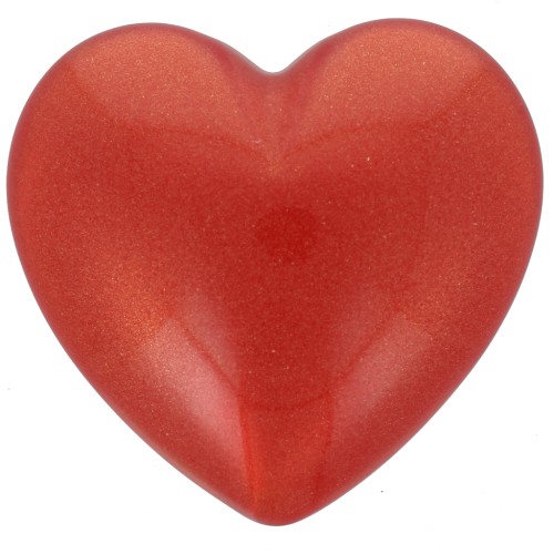Cuore cabochon 25,5x27 mm in resina opaca - Rosso perlato x1