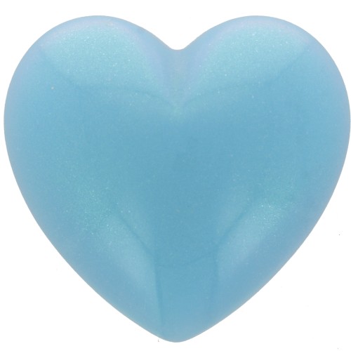 Cuore cabochon in resina opaca 25,5x27 mm - Perla azzurra x1