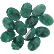 Cabochon ovale 14x10 mm in resina opaca - Verde bottiglia marmorizzato x1