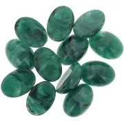 Cabochon ovale 14x10 mm in resina opaca - Verde bottiglia marmorizzato x1