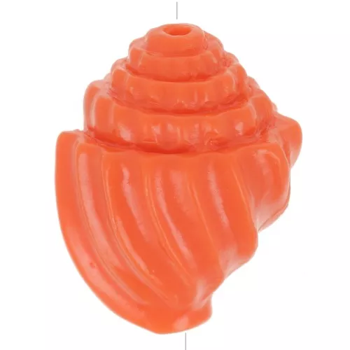 Perlina conchiglia in plastica 17x12 mm - Arancione corallo x1