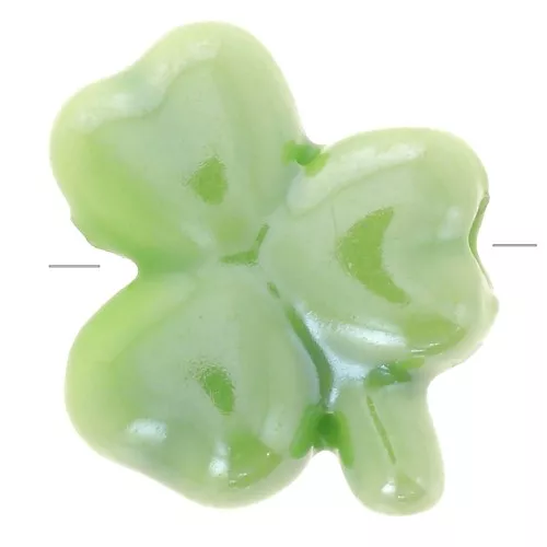 Perla trifoglio in ceramica 13x12 mm - Verde chiaro iridescente x1