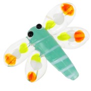 Perla di vetro Dragonfly 27x37 mm - Verde acqua - Arancione x1|raw }}