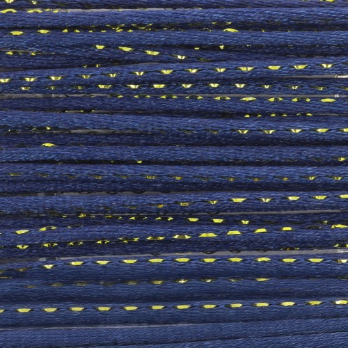 Cordoncino in nylon da 1,8 mm con filo metallico - Blu scuro - Dorato x3m