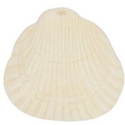 Pendente in resina a forma di conchiglia 34x36 mm - Crema marmorizzata x1