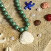 Perla di conchiglia in resina 12 mm - Marmorizzata Marrone chiaro - Marrone scuro x5