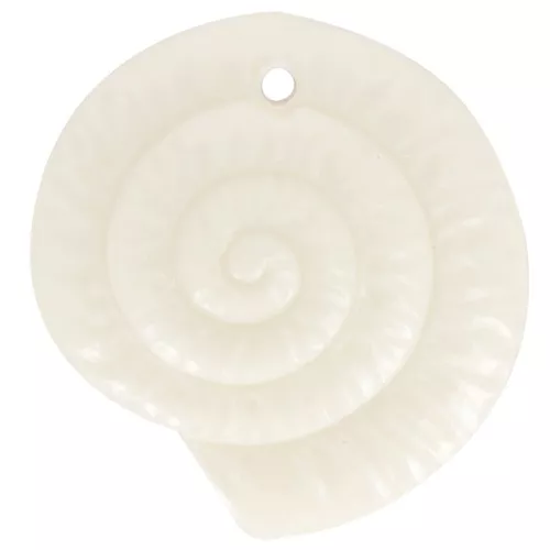 Pendente a conchiglia da 21 mm in resina opaca - Ecrù x1
