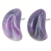 Orecchini a goccia in resina opaca 28x16 mm - Viola scuro marmorizzato x2|raw }}