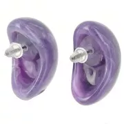 Orecchini a goccia in resina opaca 28x16 mm - Viola scuro marmorizzato x2