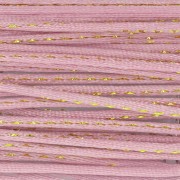 Cordoncino in nylon “coda di topo” da 1,8 mm con filo metallizzato - Rosa - Dorato x 2,9 m