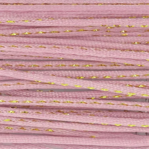 Cordoncino “coda di topo” in nylon da 1,8 mm con filo metallizzato - Rosa - Dorato x2.9m