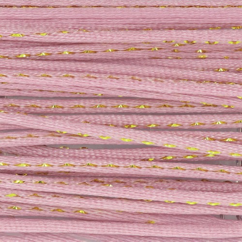 Cordoncino in nylon 1,8 mm con filo metallico - Rosa - Dorato x3m