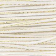 Cordoncino in nylon “coda di topo” da 1,8 mm con filo metallizzato - Bianco - Dorato x 2,9 m