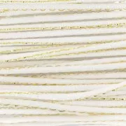 Cordoncino in nylon “coda di topo” da 1,8 mm con filo metallizzato - Bianco - Dorato x 2,9 m