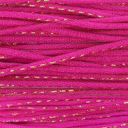 Cordoncino in nylon da 1,8 mm con filo metallico - Fucsia - Dorato x3m