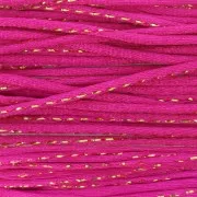 Cordoncino in nylon da 1,8 mm con filo metallico - Fucsia - Dorato x3m