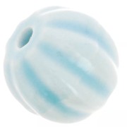 Perla in ceramica a forma di zucca da 12 mm - Blu chiaro iridescente x10