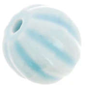Perla in ceramica a forma di zucca da 12 mm - Blu chiaro iridescente x10