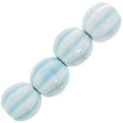 Perla in ceramica a forma di zucca da 12 mm - Blu chiaro iridescente x10